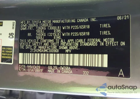 2021 Lexus Rx 350 z USA, uszkodzony, nr VIN 2T2HZMDA9MC300968